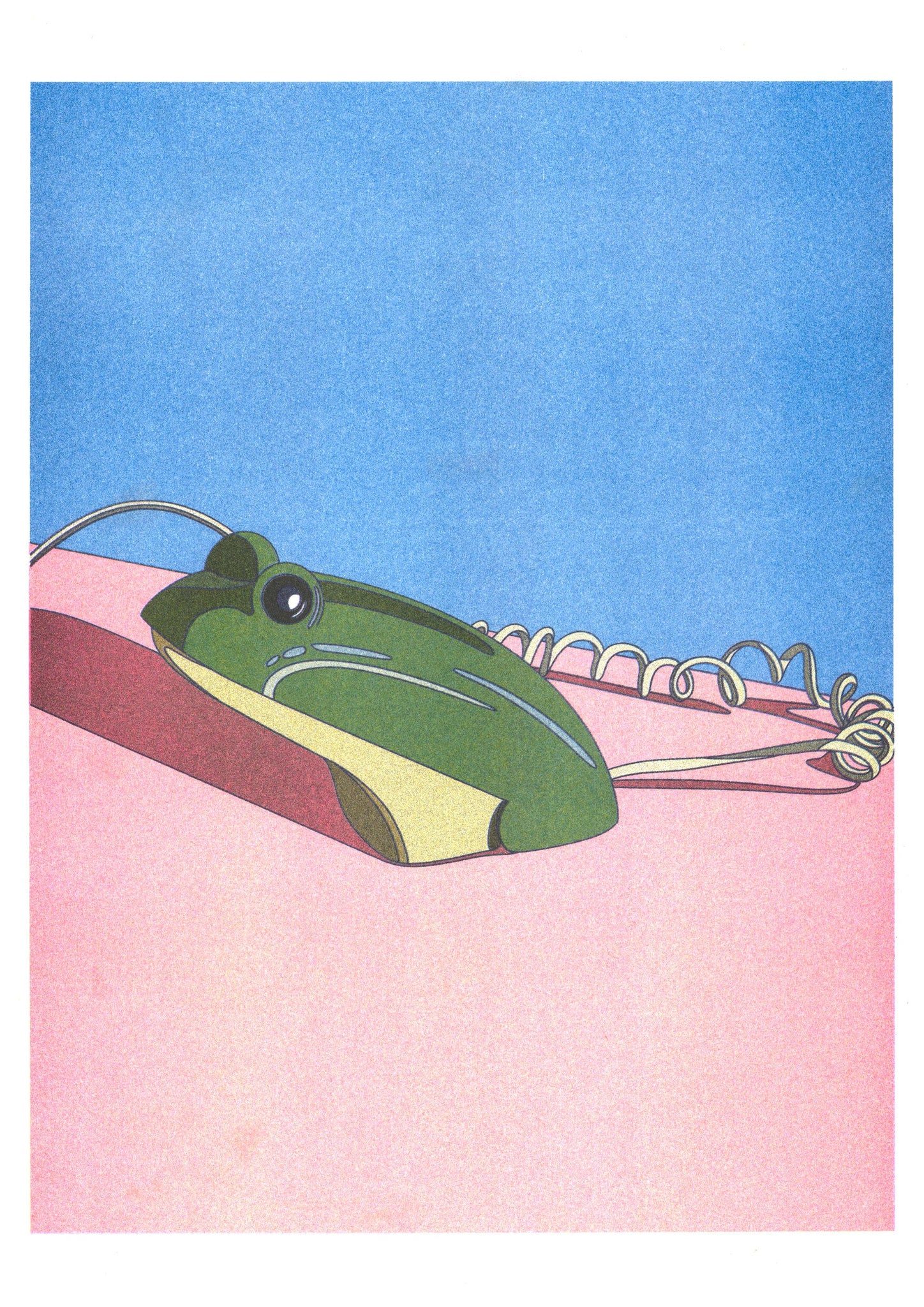 Crusader Frog Phone Risograph Print