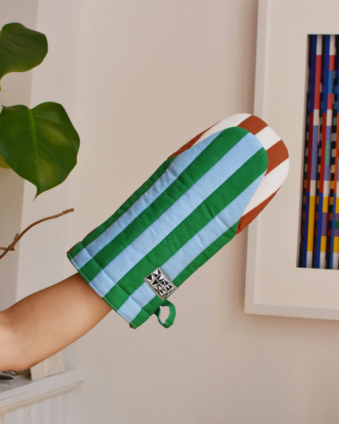 Stripe Oven Mitt - Broccoli