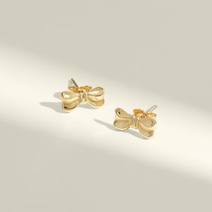 Bow Studs Earrings Pair - 14k Gold