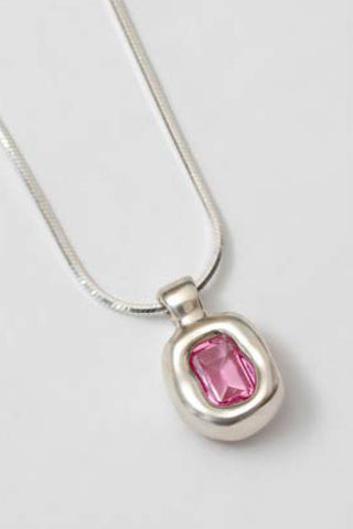 Freya Necklace in Pink + Sterling Silver