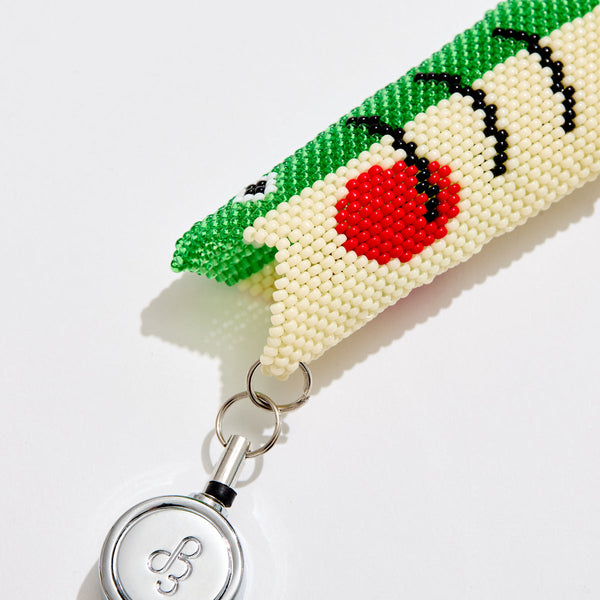 Retractable Lighter Keychain - Green Beaded Fish