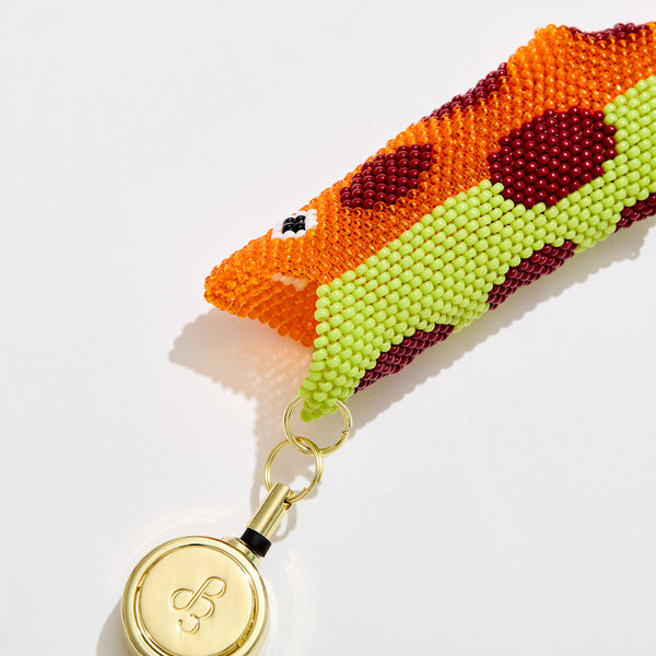 Retractable Lighter Keychain - Orange Beaded Fish