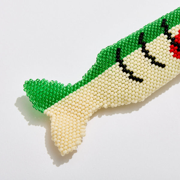 Retractable Lighter Keychain - Green Beaded Fish