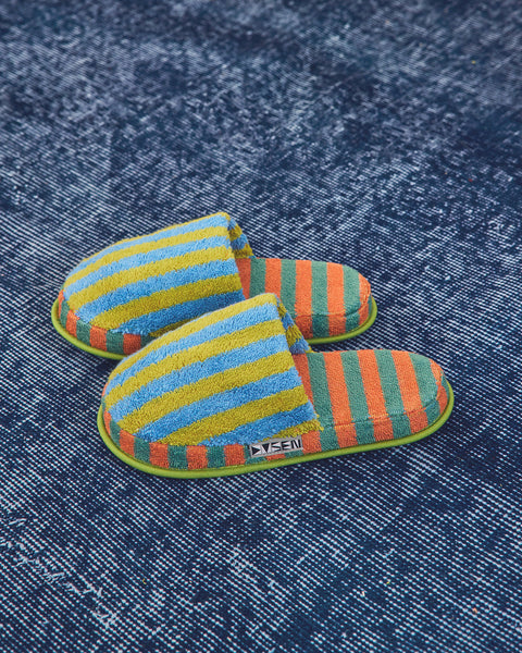 Terry Slippers - Grasshopper Stripe
