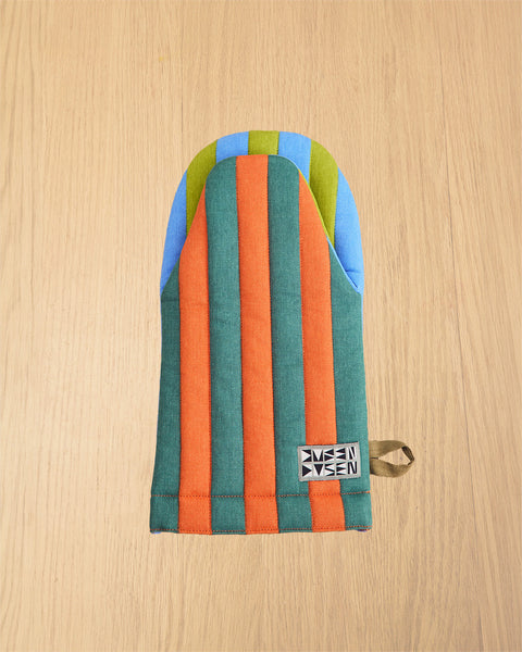 Striped Oven Mitt - Grasshopper
