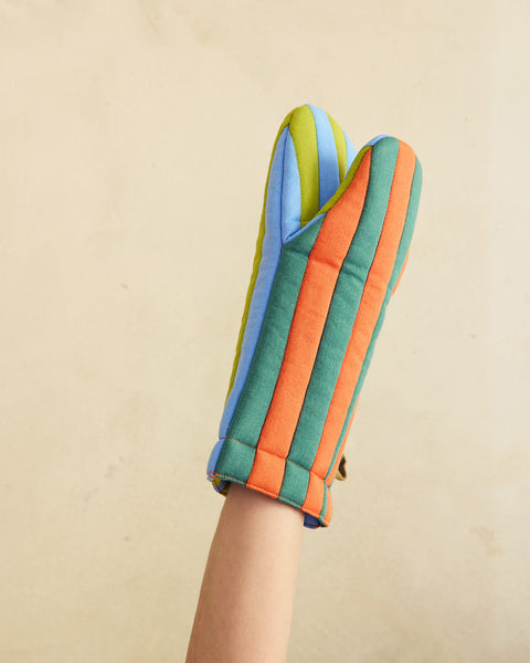 Striped Oven Mitt - Grasshopper