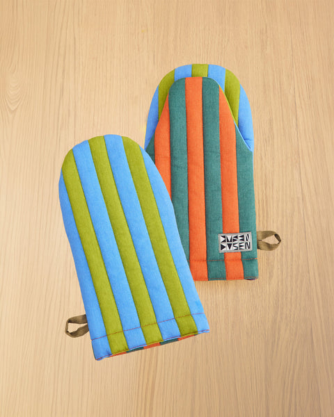 Striped Oven Mitt - Grasshopper