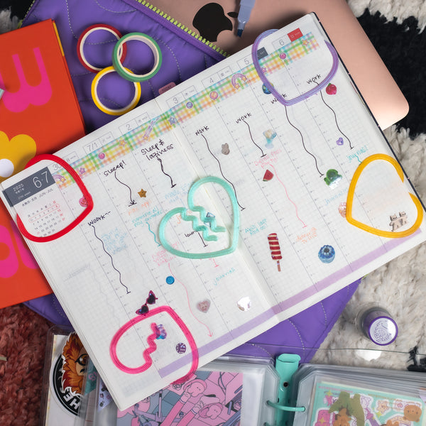 Heart Bookmark - Clear Orchid