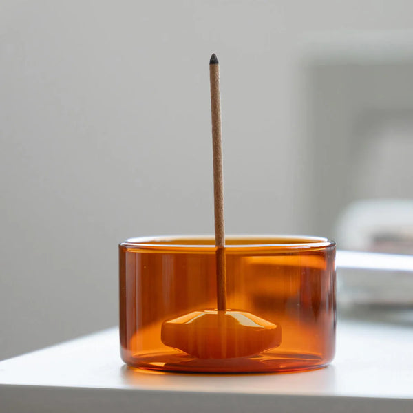 Glass Incense Holder - Amber