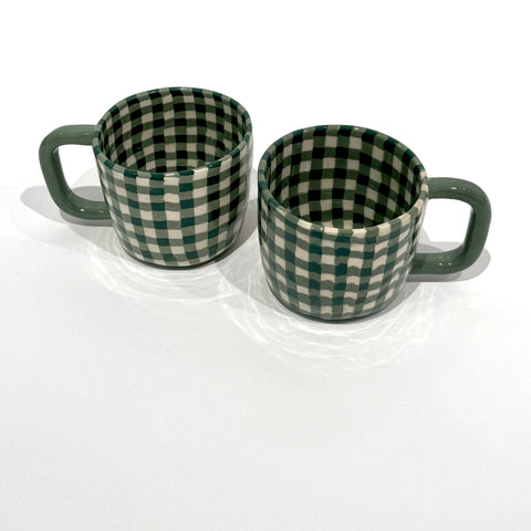 Nerikomi Ceramic Mug - Green Gingham