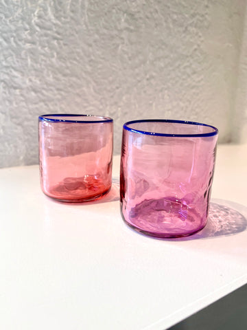 Stubbs Drinking Glass - Pink w/ Blue