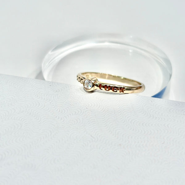 14K Goodluck White Diamond Band