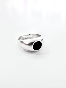 Bubble Inlay Ring - Sterling Silver with Onyx