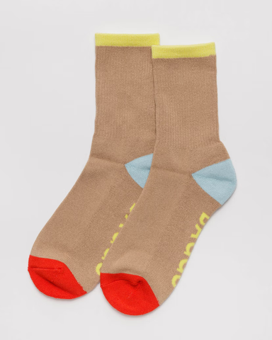 Ribbed Socks - Beige Mix Small