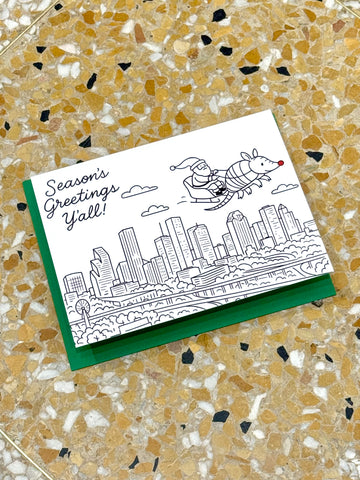 Houston Skyline Armadillo Card