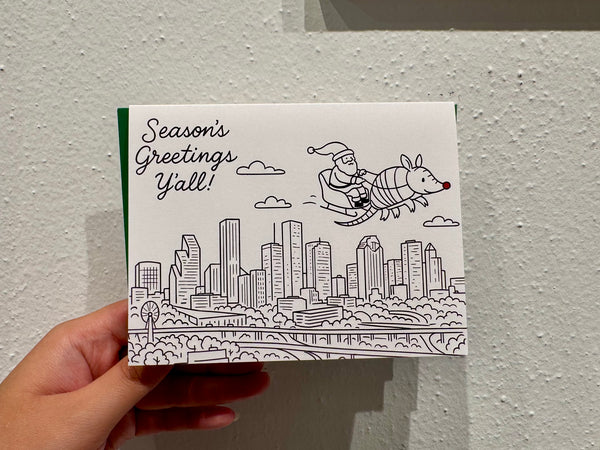 Houston Skyline Armadillo Card