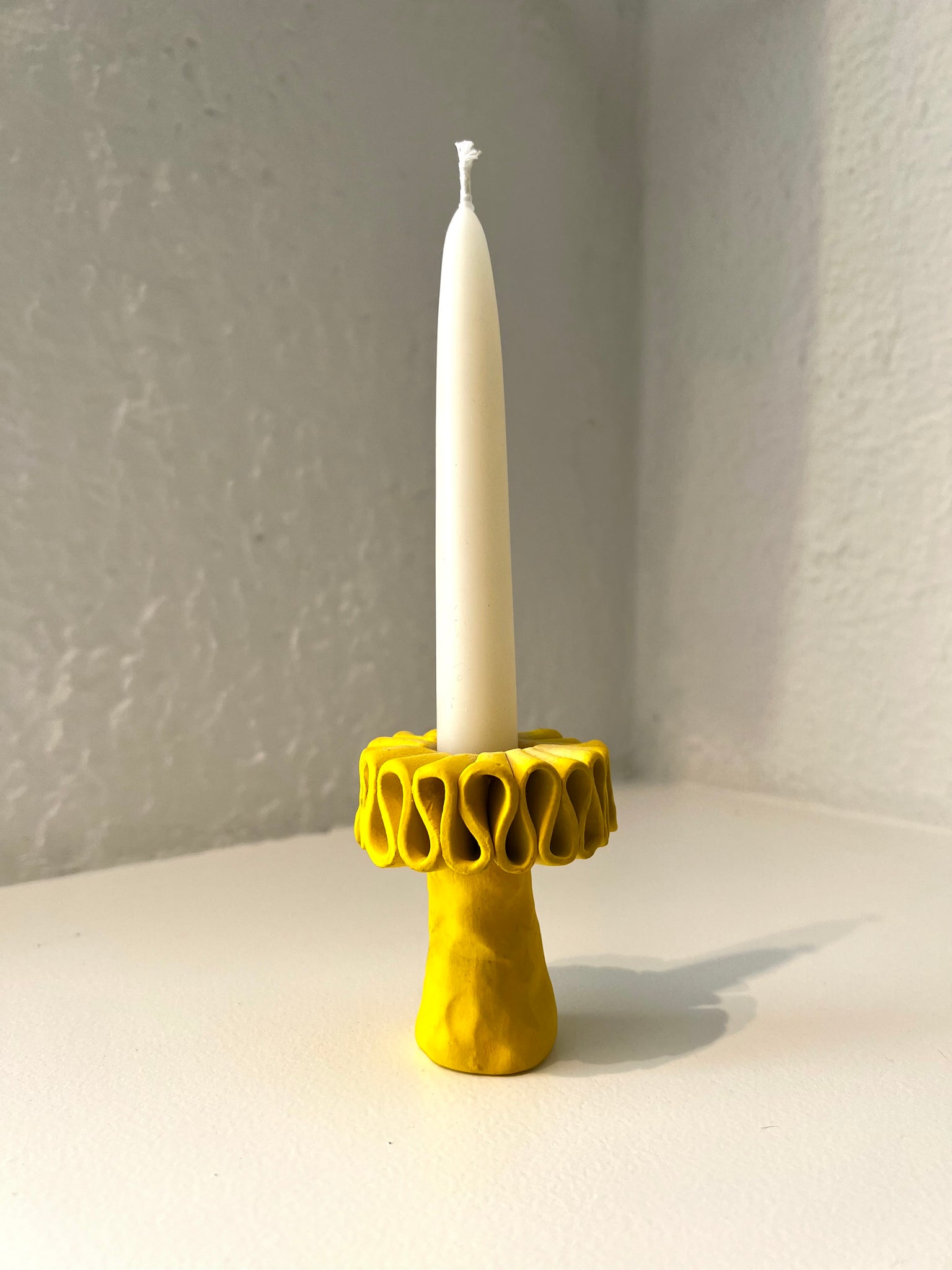 Ruffle Candlestick Holder - Yellow - Medium