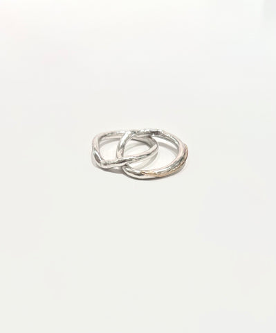 Double Ring - Sterling Silver + 9K YG