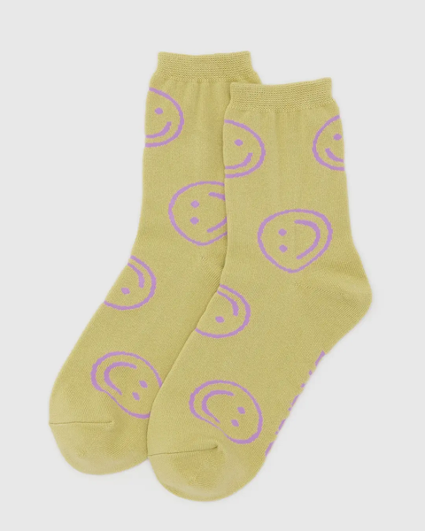 Crew Socks - Straw Happy