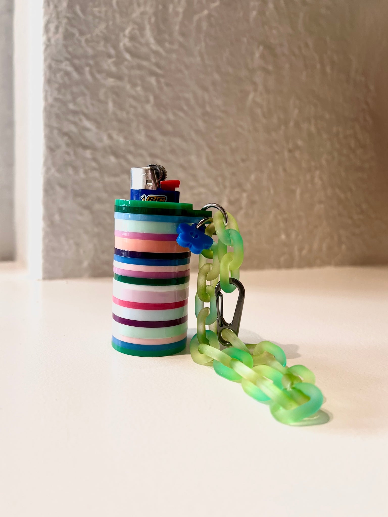 Striped Lighter Case - Green Multi