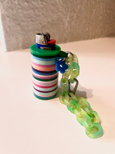 Striped Lighter Case - Green Multi