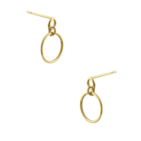Dangle Hoop Earrings - 14K Yellow Gold