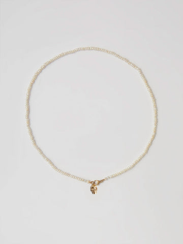 Skull Pearl Choker in 14k Gold