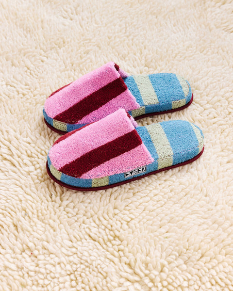 Terry Stripe Slippers - Magnolia