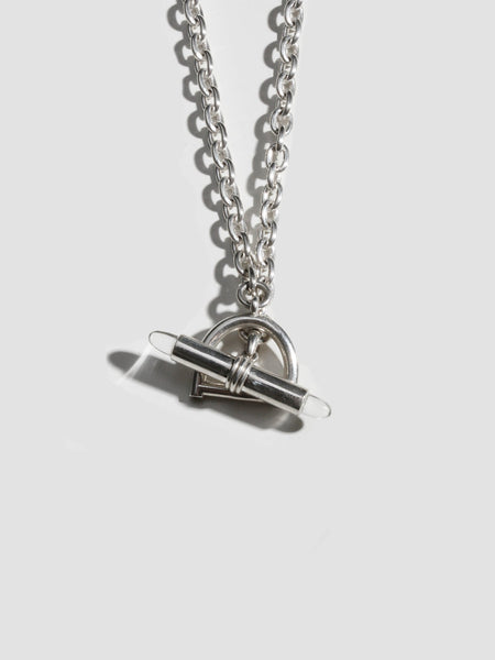 Stone Barbell Necklace in Sterling Silver