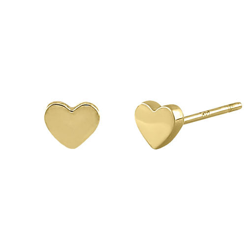 Heart Earrings Studs - 14K Yellow Gold