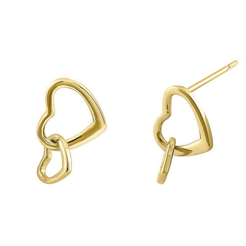 Linking Heart Earrings - 14K Yellow Gold