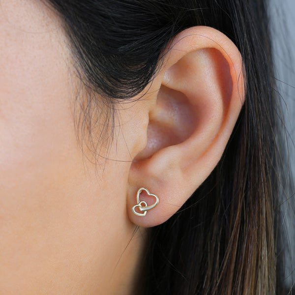 Linking Heart Earrings - 14K Yellow Gold