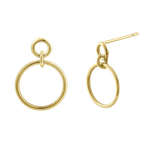 Dangle Hoop Earrings - 14K Yellow Gold