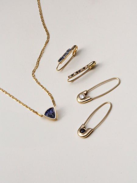 Cirque Safety Pin Earring in 14k