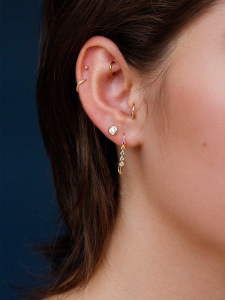 Sapphire Bezel Stud in 14k Gold