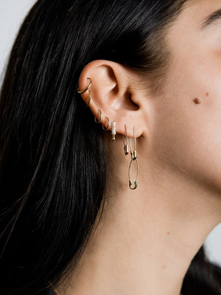 Safety Pin Earring in 14k