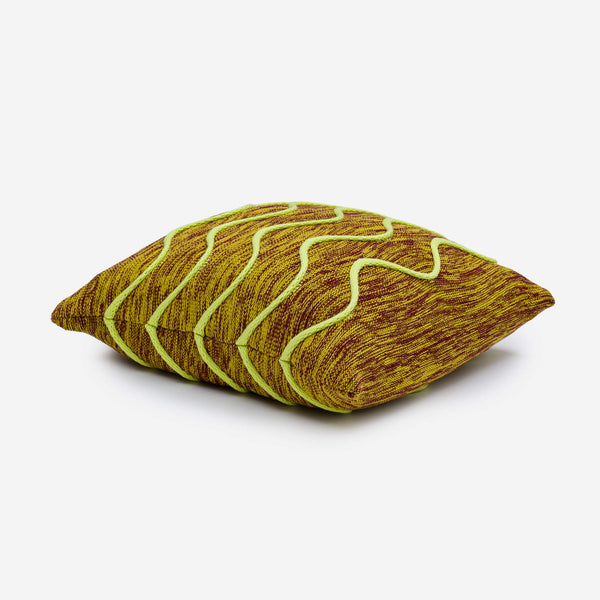 Squiggle Stripe Pillow Cover - Golden Olive Wine