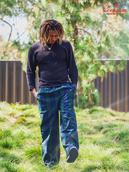 Cookman Chef Pants High-Wide - Black Watch Plaid