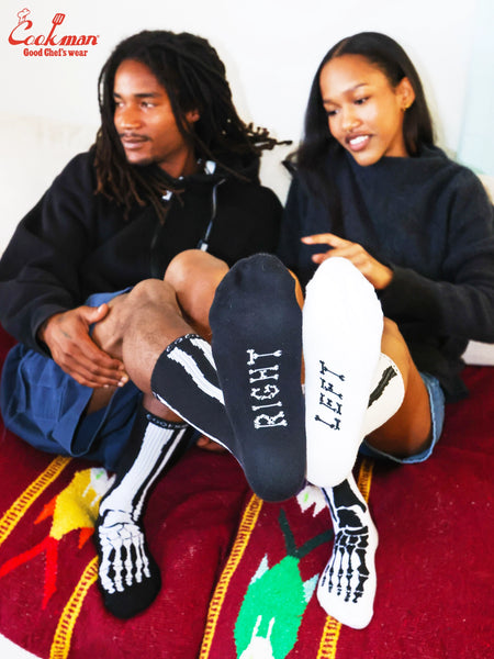 Rib Crew Socks - Bone Black