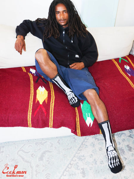Rib Crew Socks - Bone Black