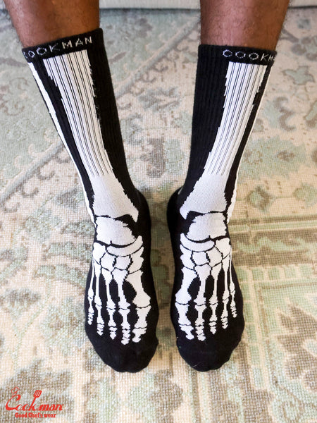 Rib Crew Socks - Bone Black