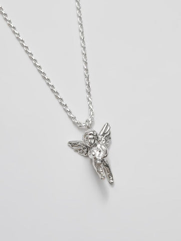 Cherub Charm Necklace in Sterling Silver