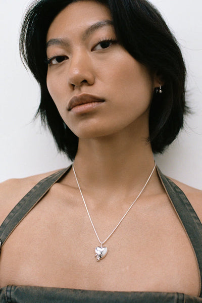 Pierced Heart Necklace in Sterling Silver