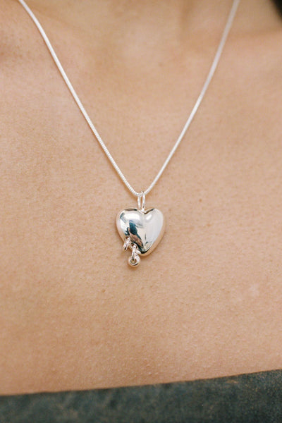 Pierced Heart Necklace in Sterling Silver