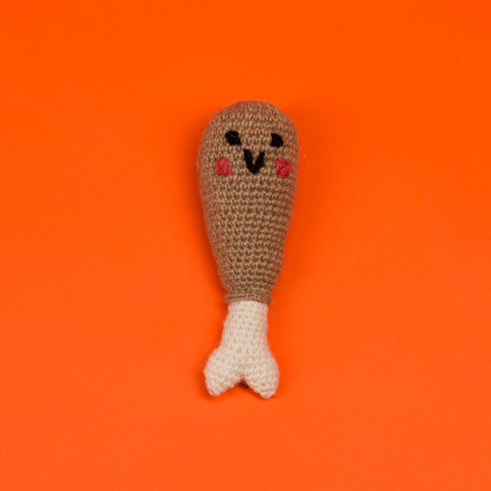 Hand Knit Drumstick Dog Toy
