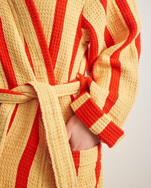 Stripe Waffle Bathrobe - Warm
