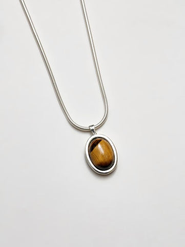 Column Tigers Eye Necklace in Sterling Silver