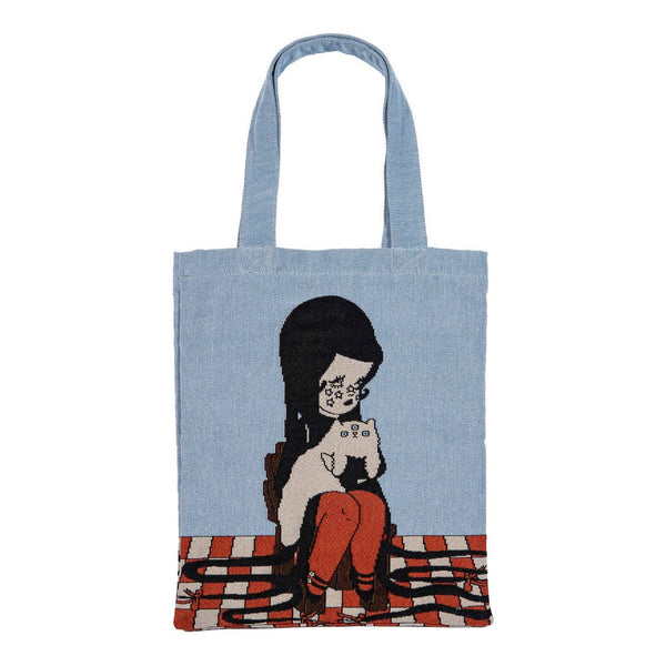 Love Cats Blanco Woven Tote