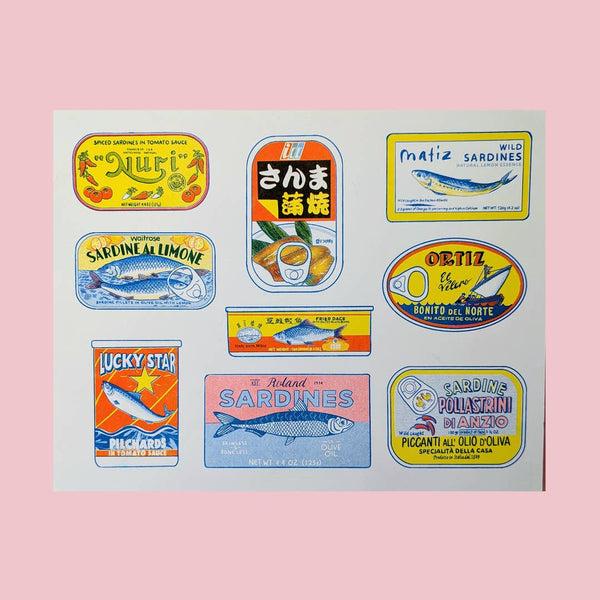 Tinned Fish Risograph Print