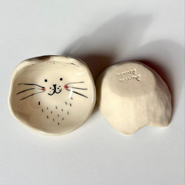 Tiny Cat Face Mini Handmade Ceramic Dish